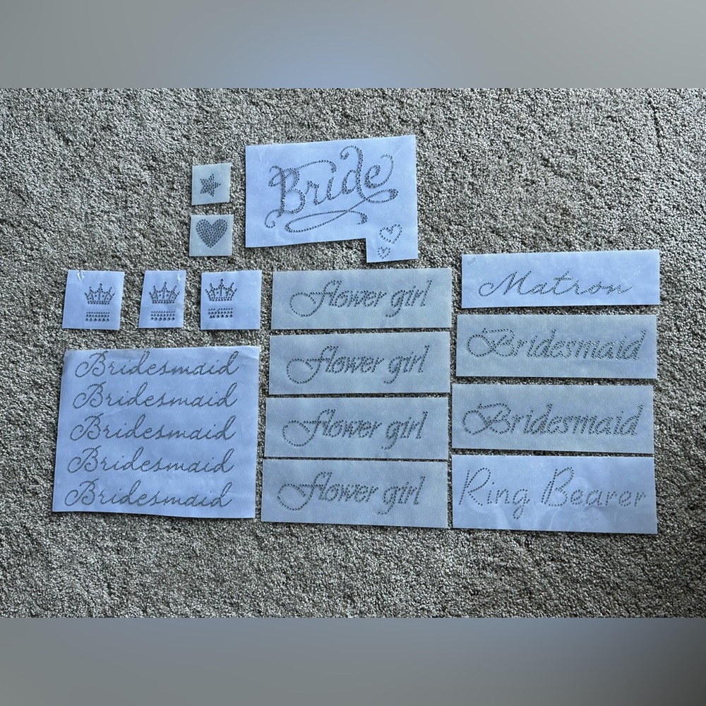 NEW Wedding Party Iron-On Patches - Blingy Silver